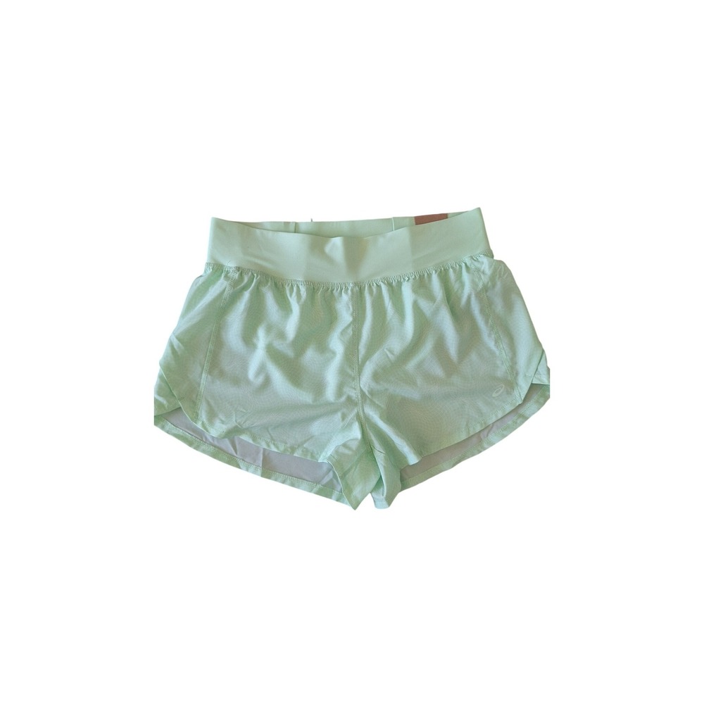 ASICS Mint‎ Green Lined Running Shorts Size Medium Back Zip Pocket Athletic